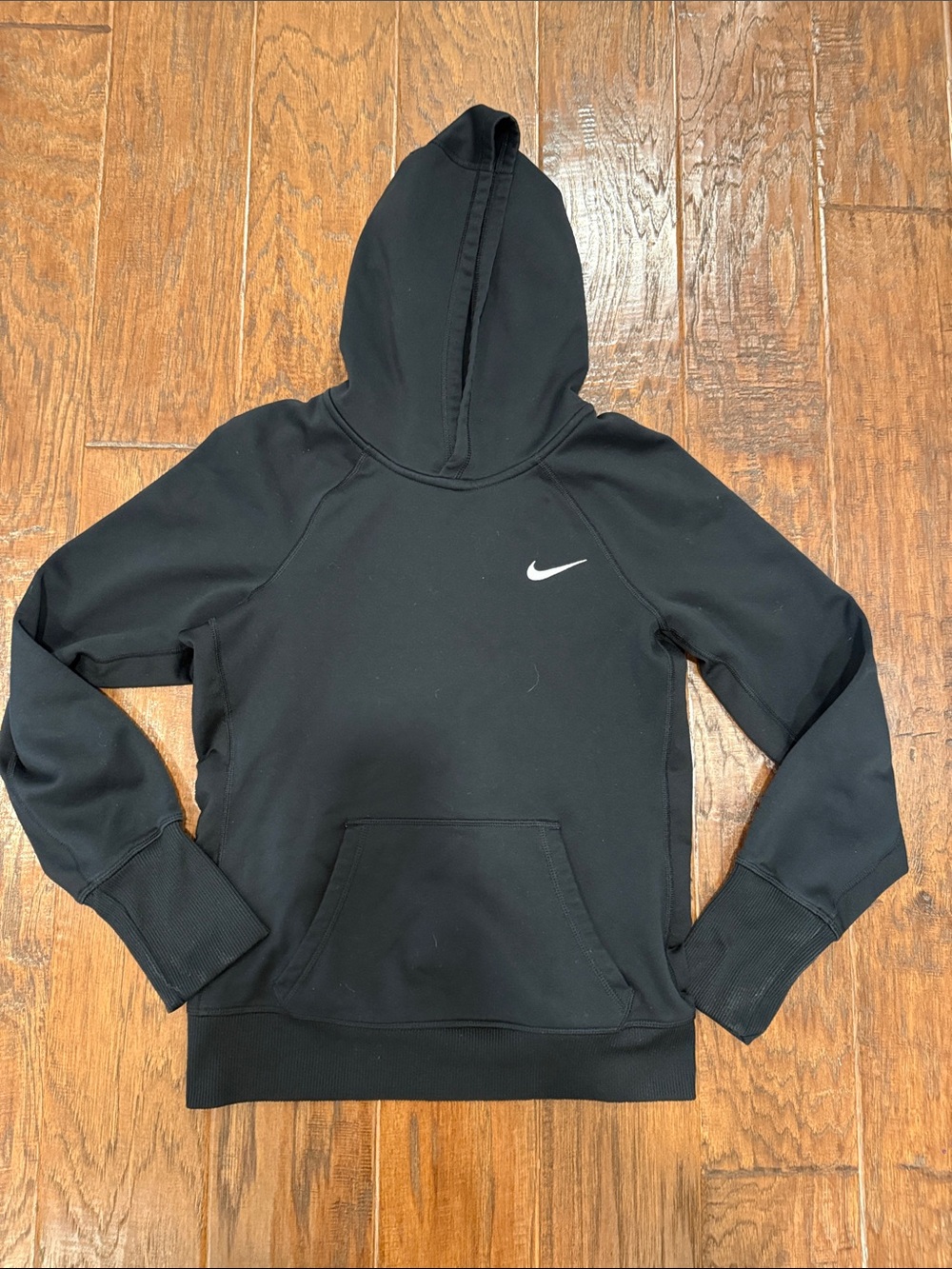 Women’s Fitted THERMA-Fit Nike Black Hoodie with White Embroidered Swoosh